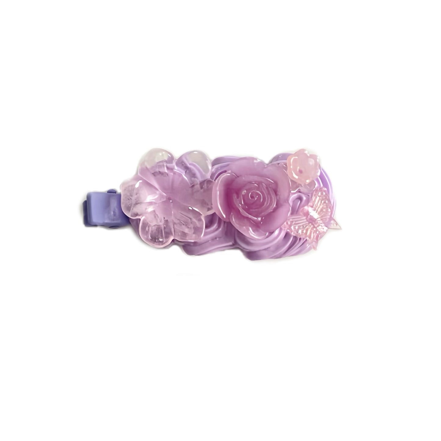 Purple Floral - Hair Clips