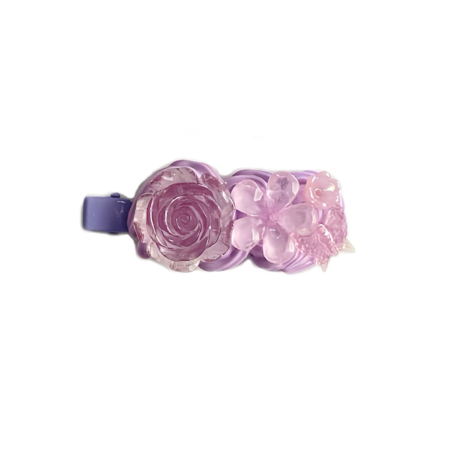 Purple Floral - Hair Clips