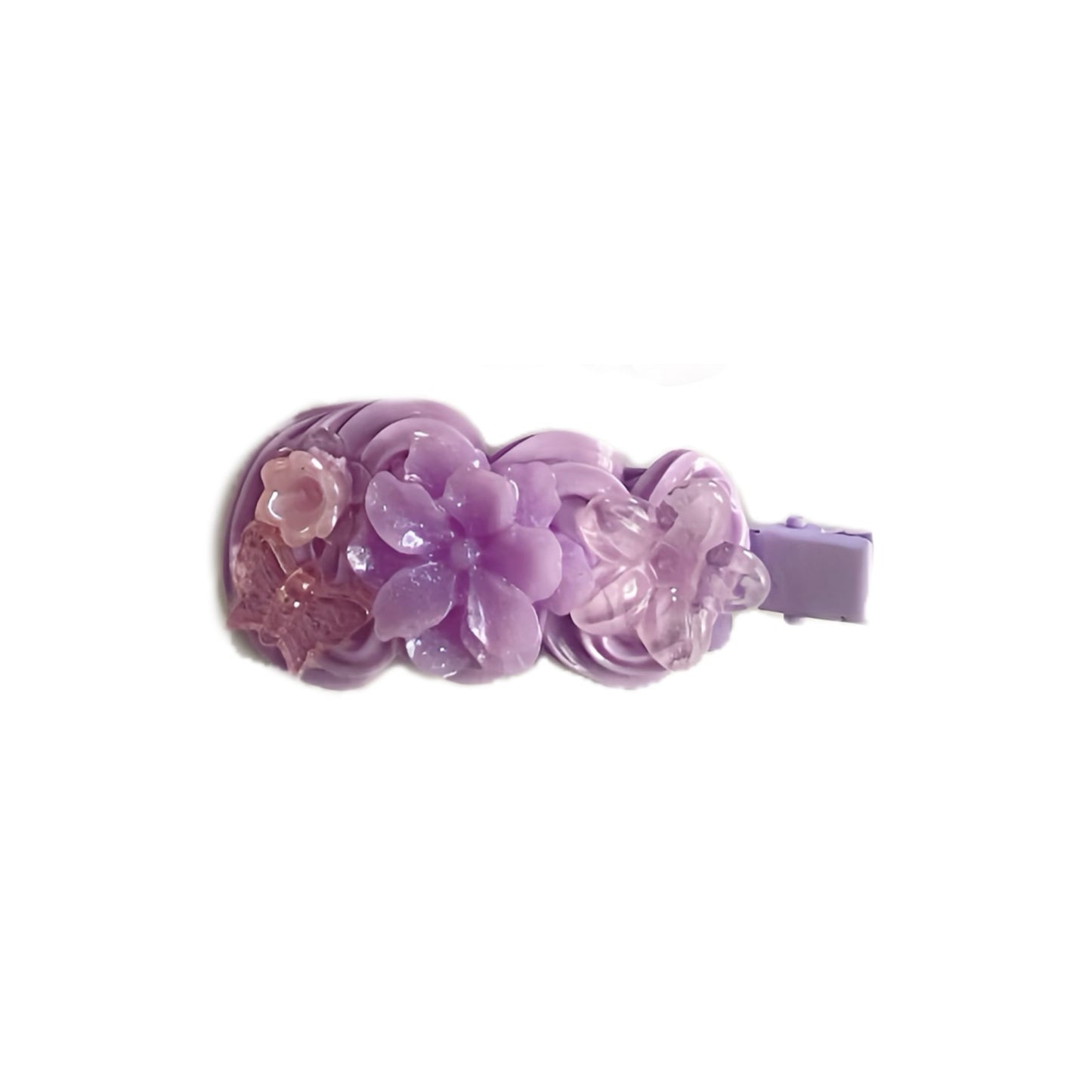 Purple Floral - Hair Clips